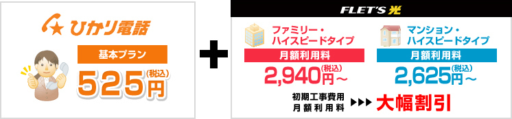 ひかり電話とフレッツ光の料金