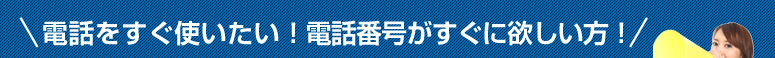 電話をすぐ使いたい！電話番号がすぐ欲しい方！